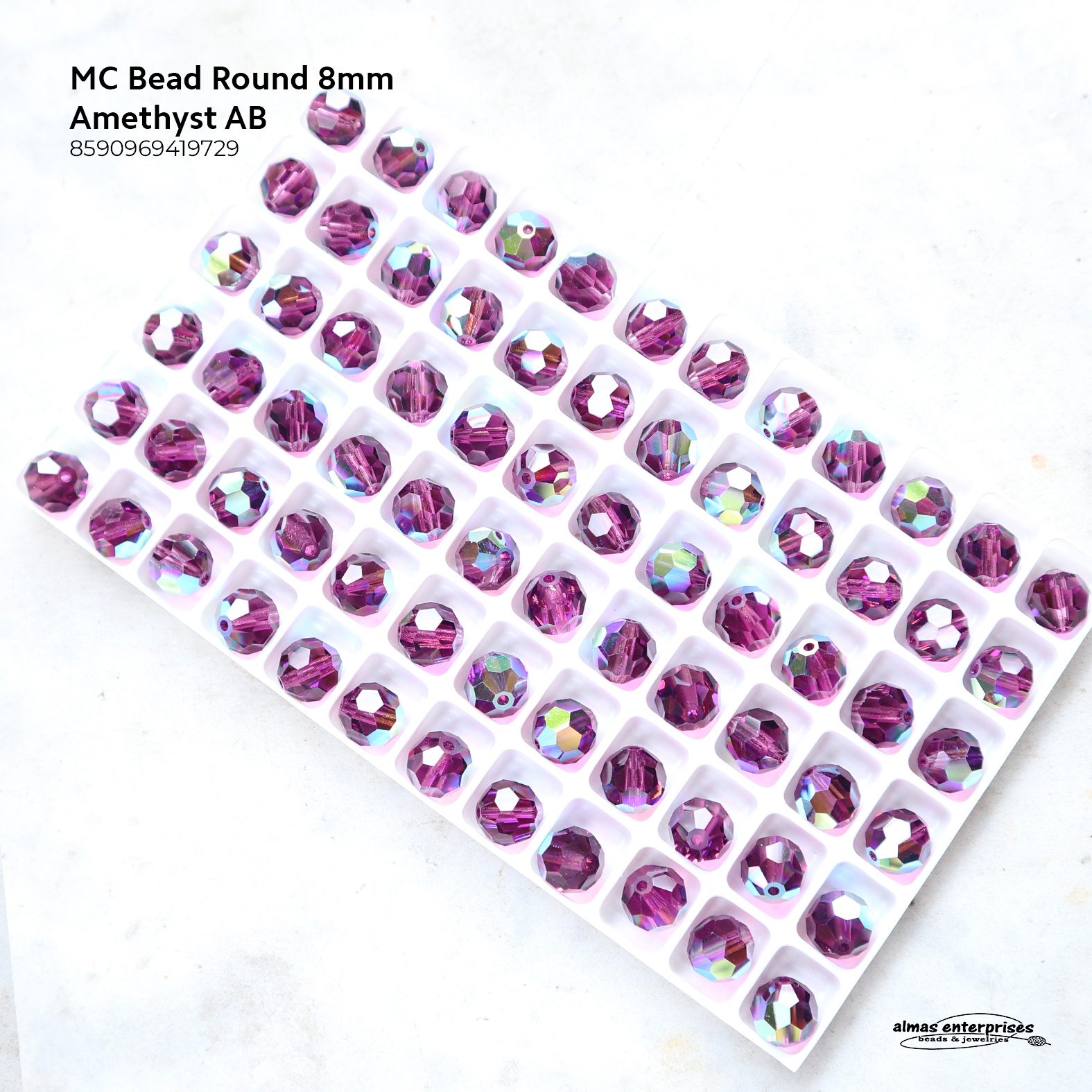 MC Bead Round 8mm Amethyst AB