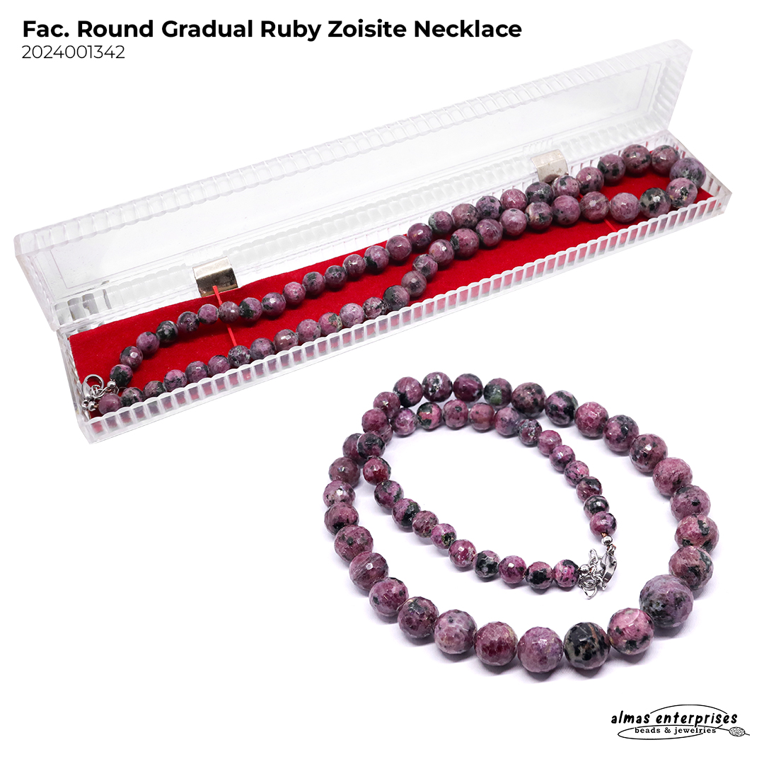 Facet Round Gradual Ruby Zoisite Necklace