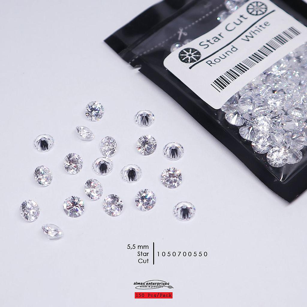 CZ 5,5MM WHITE STAR CUT (150 pcs)