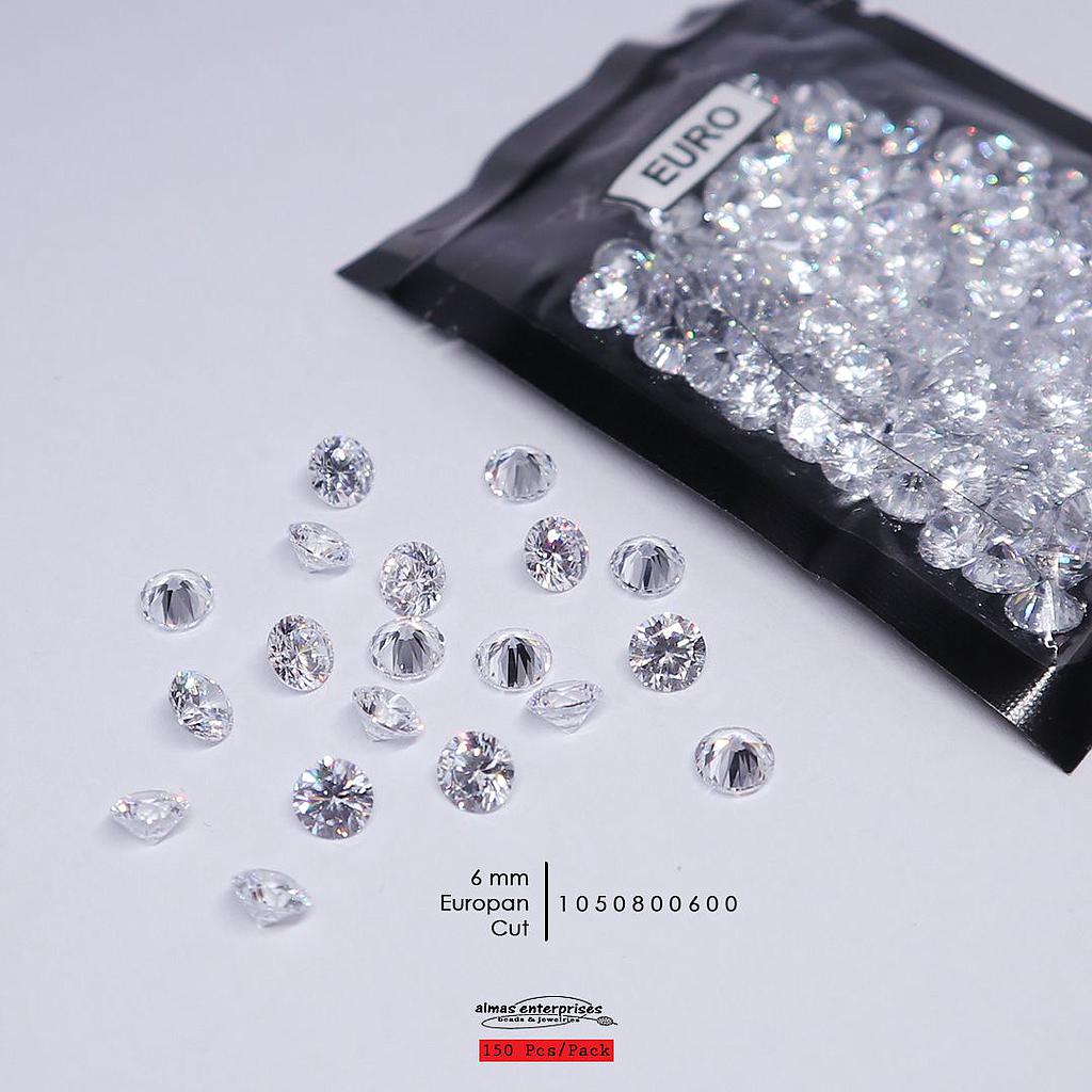 CZ 6MM EUROPEAN CUT (150 pcs)