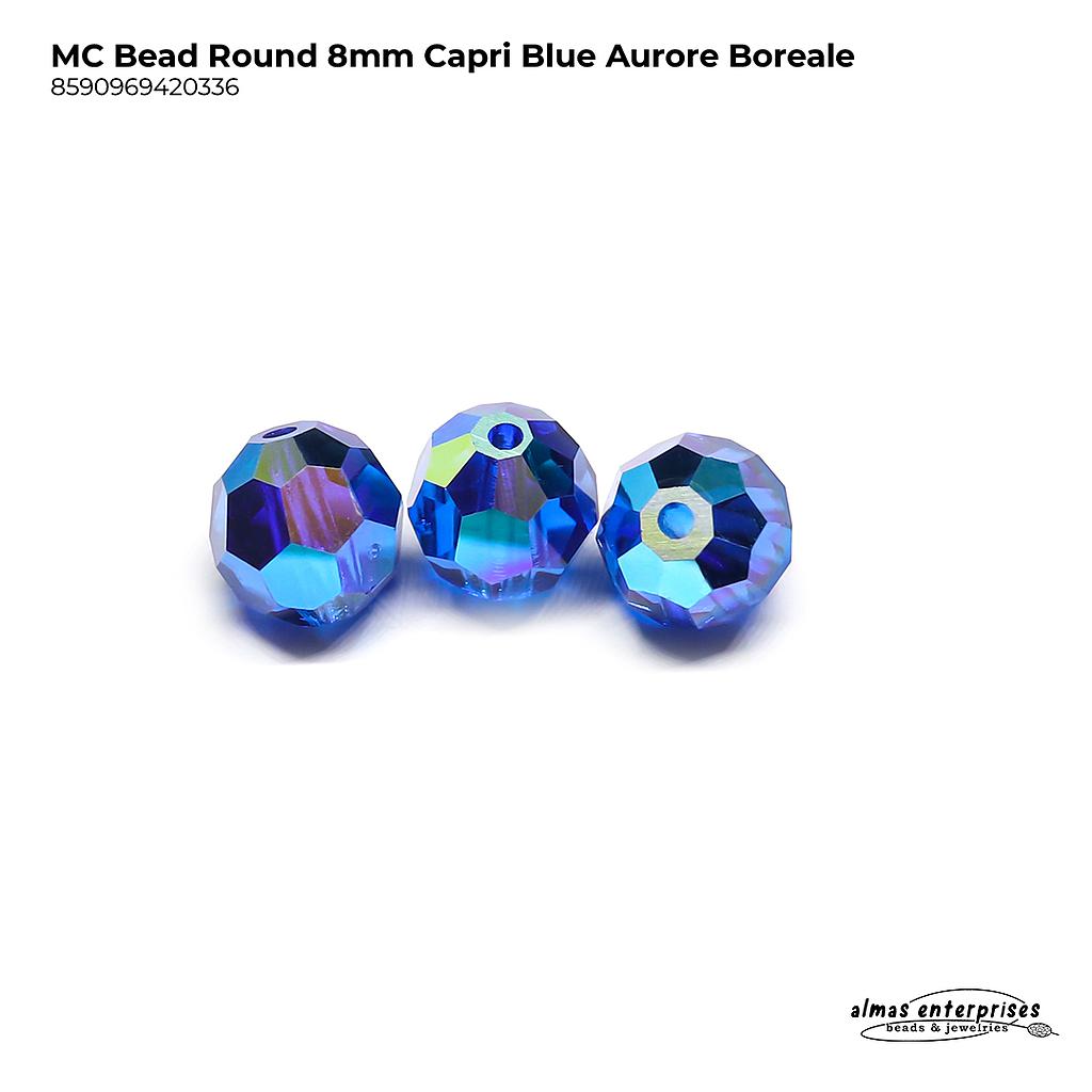 MC Bead Round 8mm Capri Blue AB