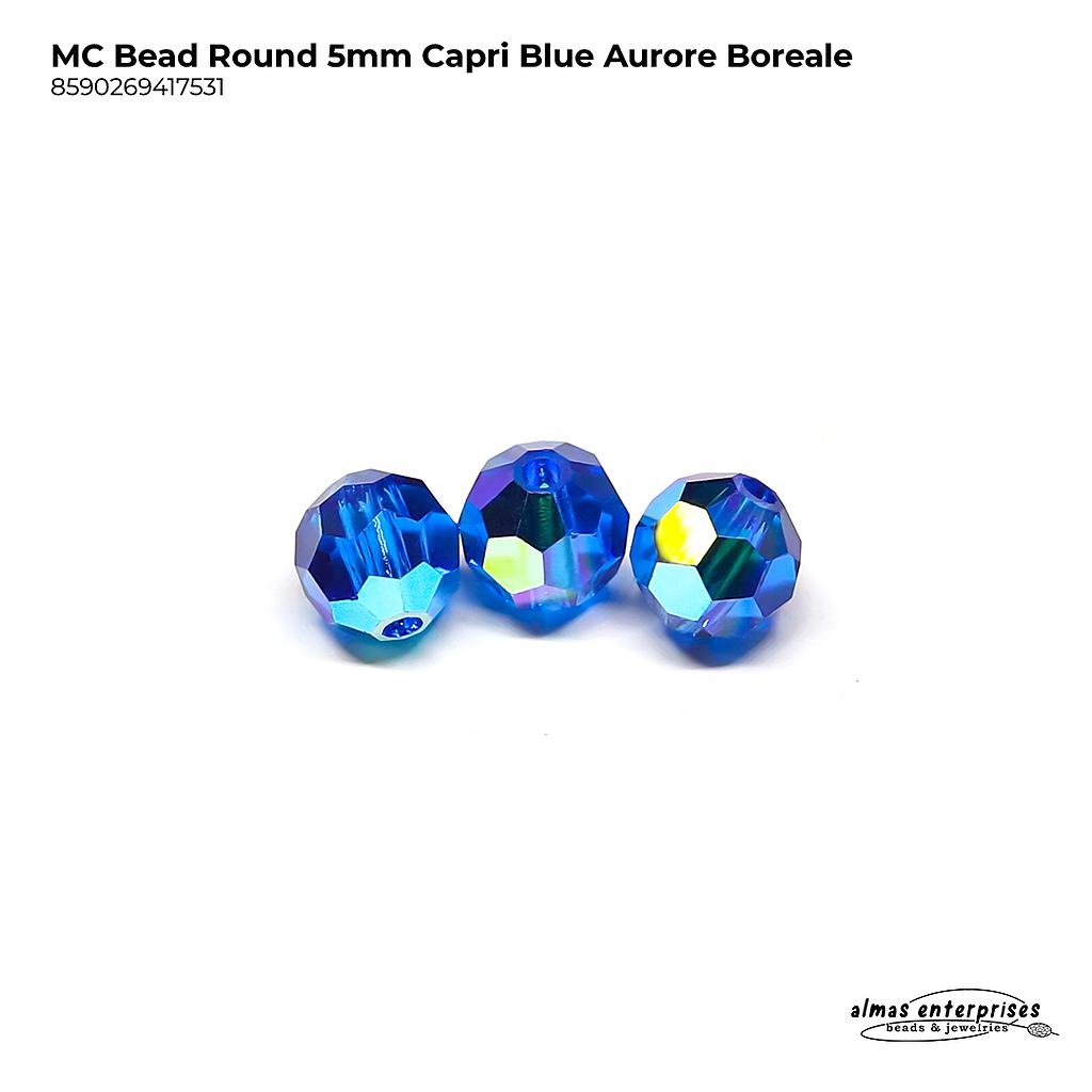 MC Bead Round 5mm Capri Blue AB